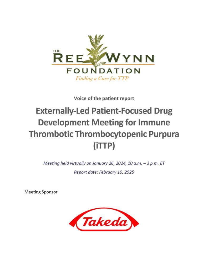 The Externally-Led Patient-Focused Drug Development Meeting for Immune Thrombotic Thrombocytopenic Purpura (iTTP) Voice of the Patient Report Cover